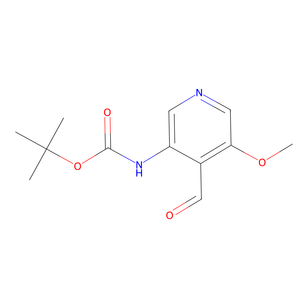 tert-butyl N-(4-formyl-5-methoxypyridin-3-yl)carbamate molecular structure, CAS 1049677-54-4