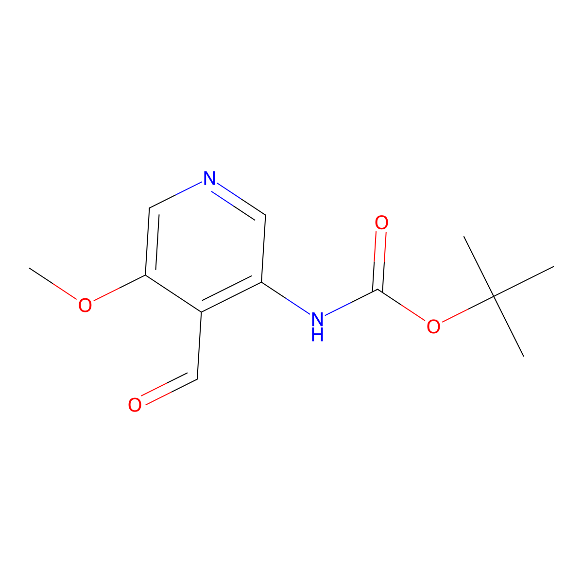 tert-butyl N-(4-formyl-5-methoxypyridin-3-yl)carbamate molecular structure, CAS 1049677-54-4