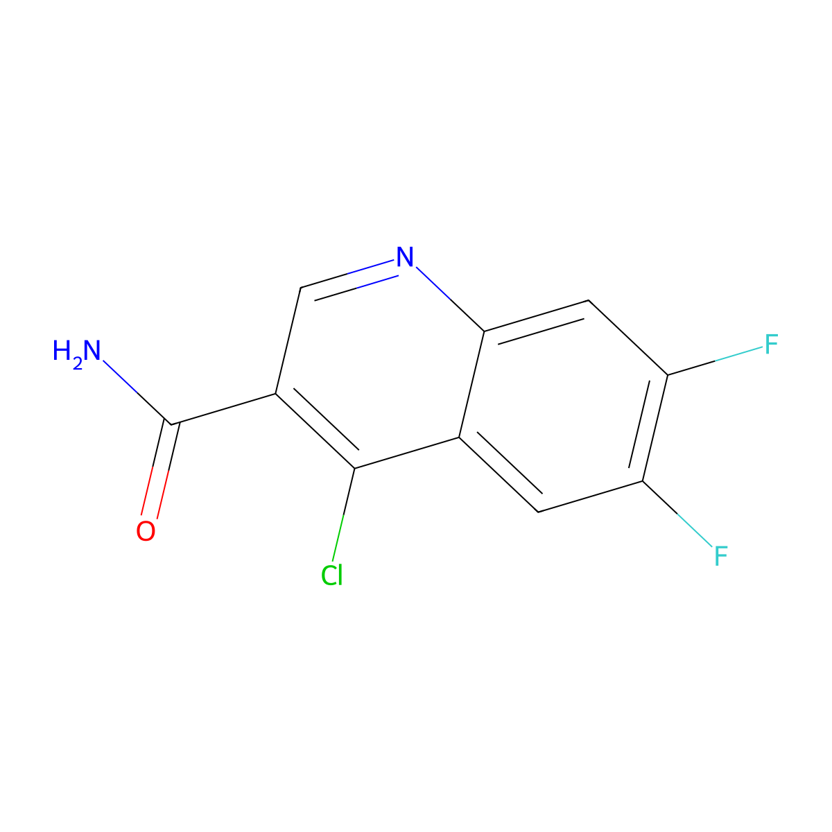 4-Chloro-6,7-difluoroquinoline-3-carboxamide molecular structure, CAS 1049677-60-2