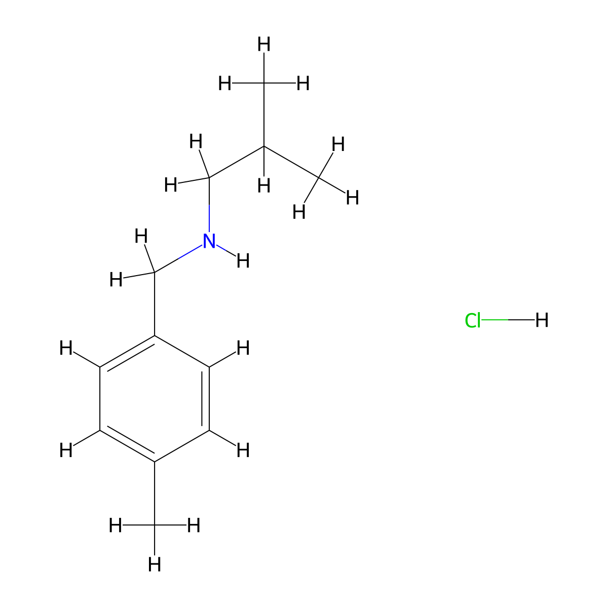 2-Methyl-N-(4-methylbenzyl)-1-propanamine hydrochloride molecular structure, CAS 1049678-05-8