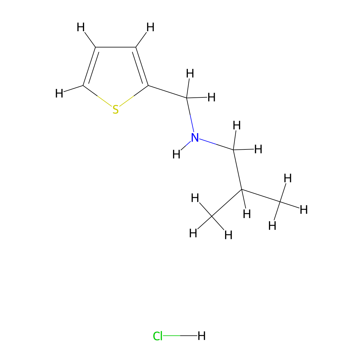 2-Methyl-N-(2-thienylmethyl)-1-propanamine hydrochloride molecular structure, CAS 1049678-06-9