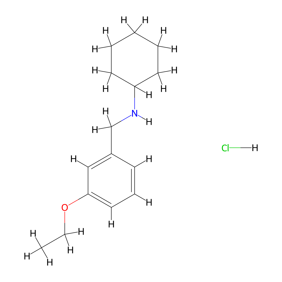 N-[(3-ethoxyphenyl)methyl]cyclohexanamine;hydrochloride molecular structure, CAS 1049678-20-7