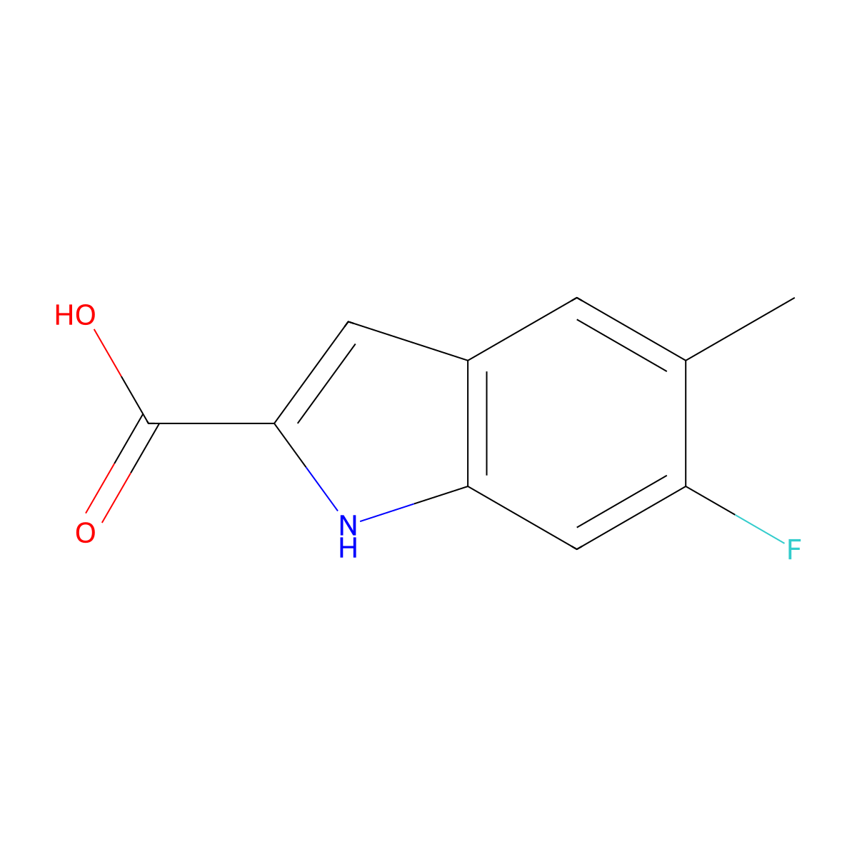 6-Fluoro-5-methyl-1H-indole-2-carboxylic acid molecular structure, CAS 1049685-22-4
