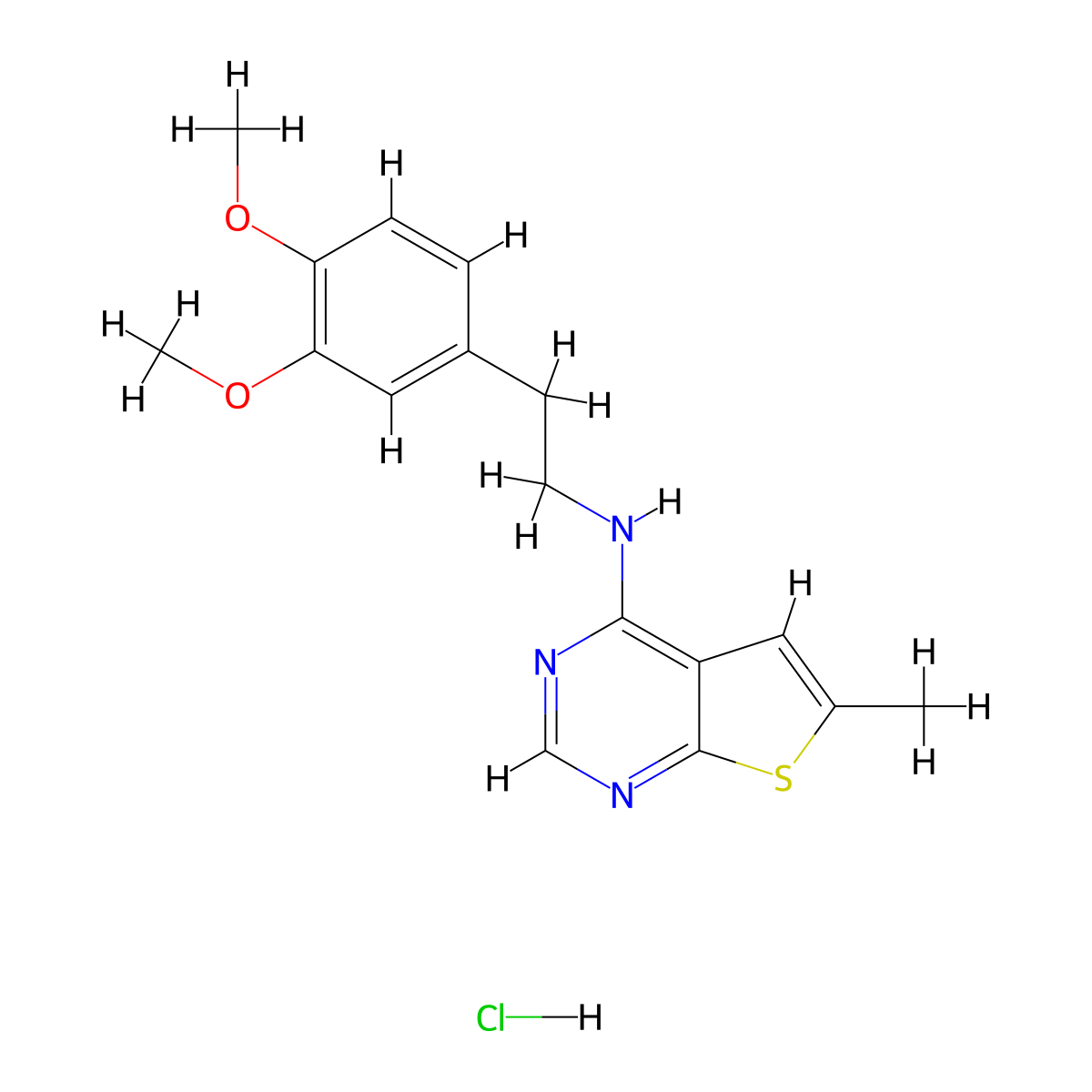 N-[2-(3,4-dimethoxyphenyl)ethyl]-6-methylthieno[2,3-d]pyrimidin-4-amine hydrochloride molecular structure, CAS 1049691-47-5