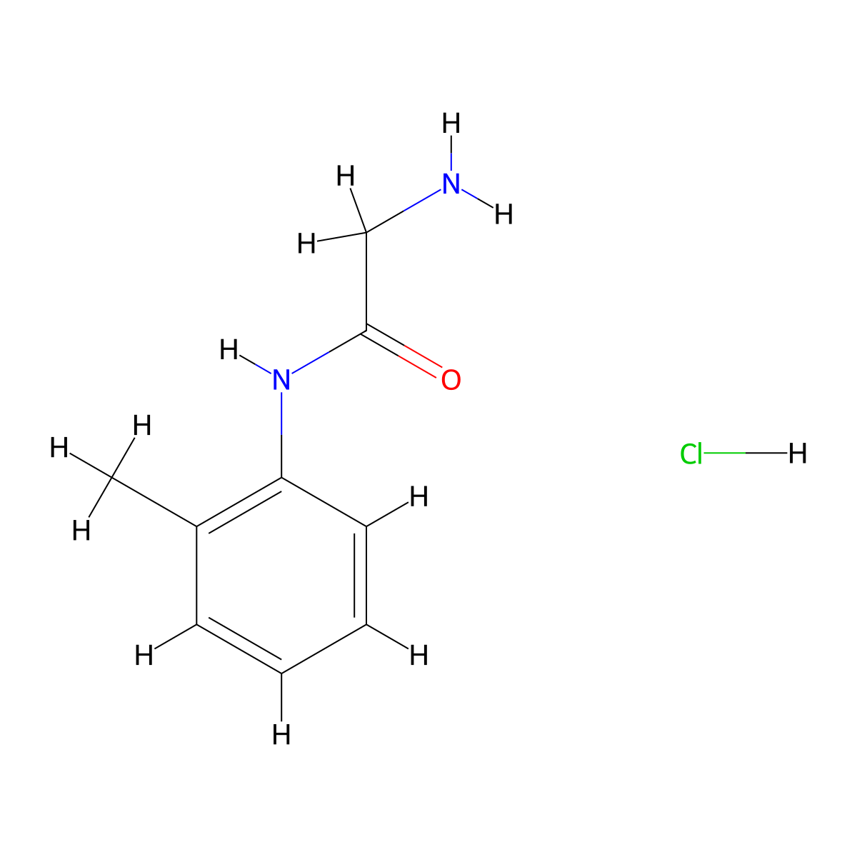 2-Amino-N-(2-methylphenyl)acetamide hydrochloride molecular structure, CAS 1049692-82-1