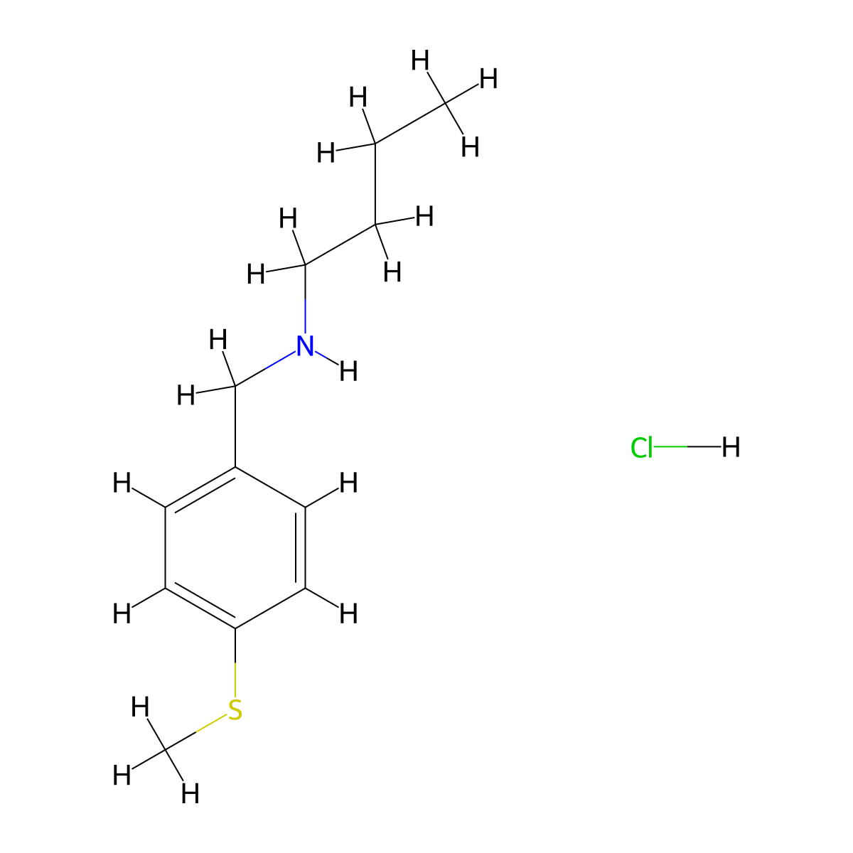 Butyl({[4-(methylsulfanyl)phenyl]methyl})amine hydrochloride molecular structure, CAS 1049693-83-5