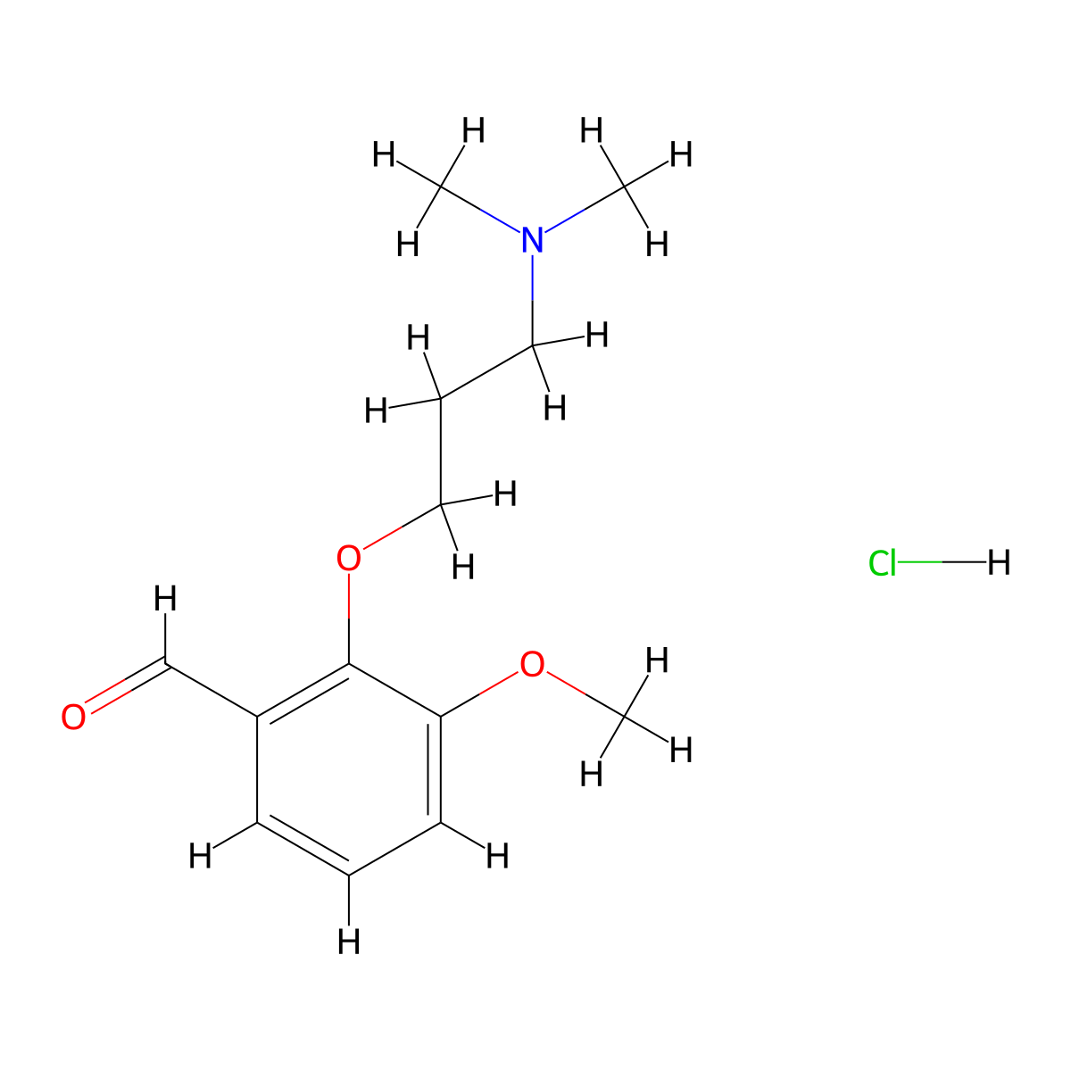 2-[3-(Dimethylamino)propoxy]-3-methoxybenzaldehyde hydrochloride molecular structure, CAS 1049696-06-1