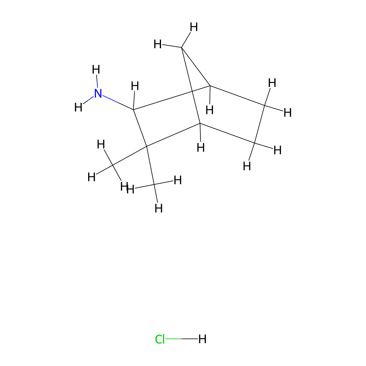 3,3-Dimethylbicyclo[2.2.1]heptan-2-amine hydrochloride molecular structure, CAS 1049697-34-8