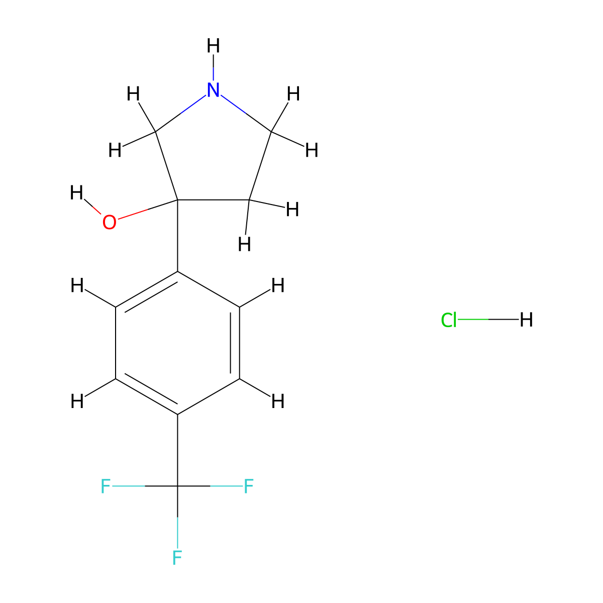 3-(4-(Trifluoromethyl)phenyl)pyrrolidin-3-ol hydrochloride molecular structure, CAS 1049697-98-4