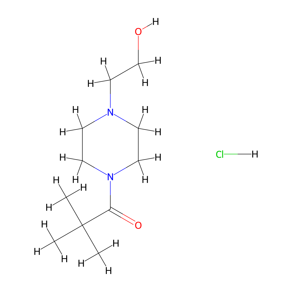 2-[4-(2,2-Dimethylpropanoyl)piperazin-1-yl]ethanol hydrochloride molecular structure, CAS 1049700-61-9