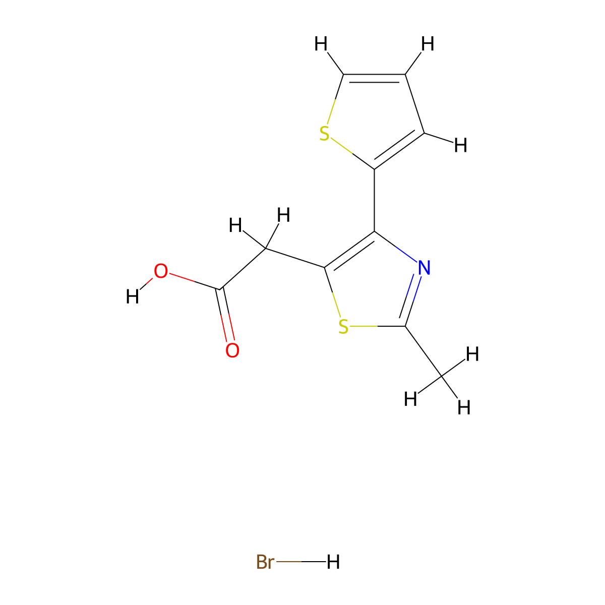 2-[2-Methyl-4-(thiophen-2-yl)-1,3-thiazol-5-yl]acetic acid hydrobromide molecular structure, CAS 1049701-33-8