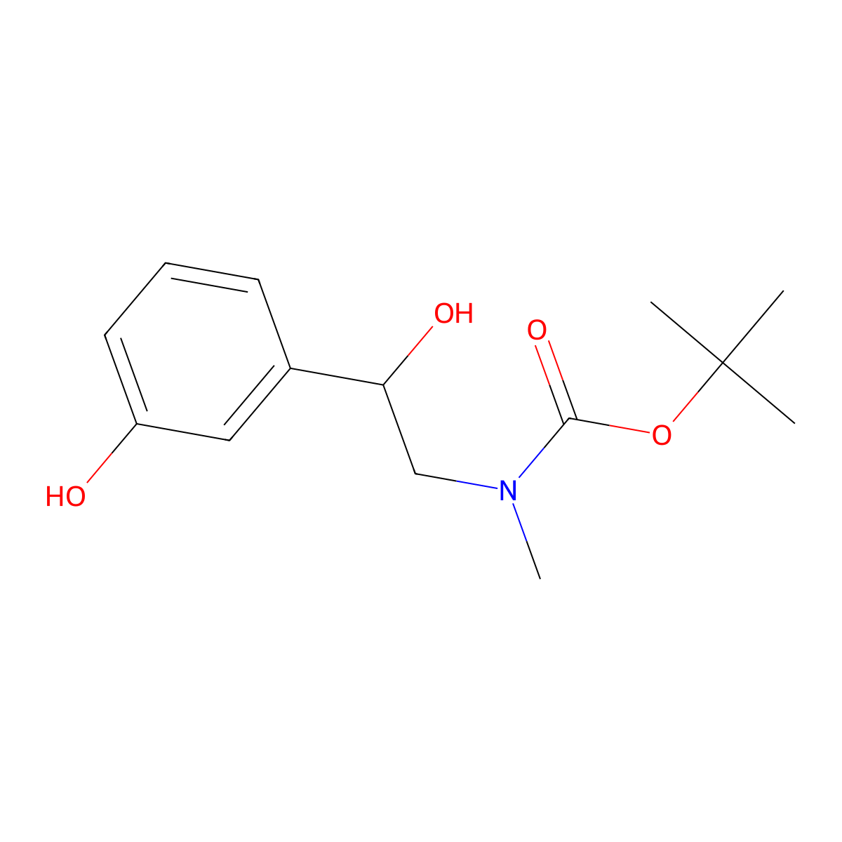 tert-Butyl (R)-(2-hydroxy-2-(3-hydroxyphenyl)ethyl)(methyl)carbamate molecular structure, CAS 1049702-99-9
