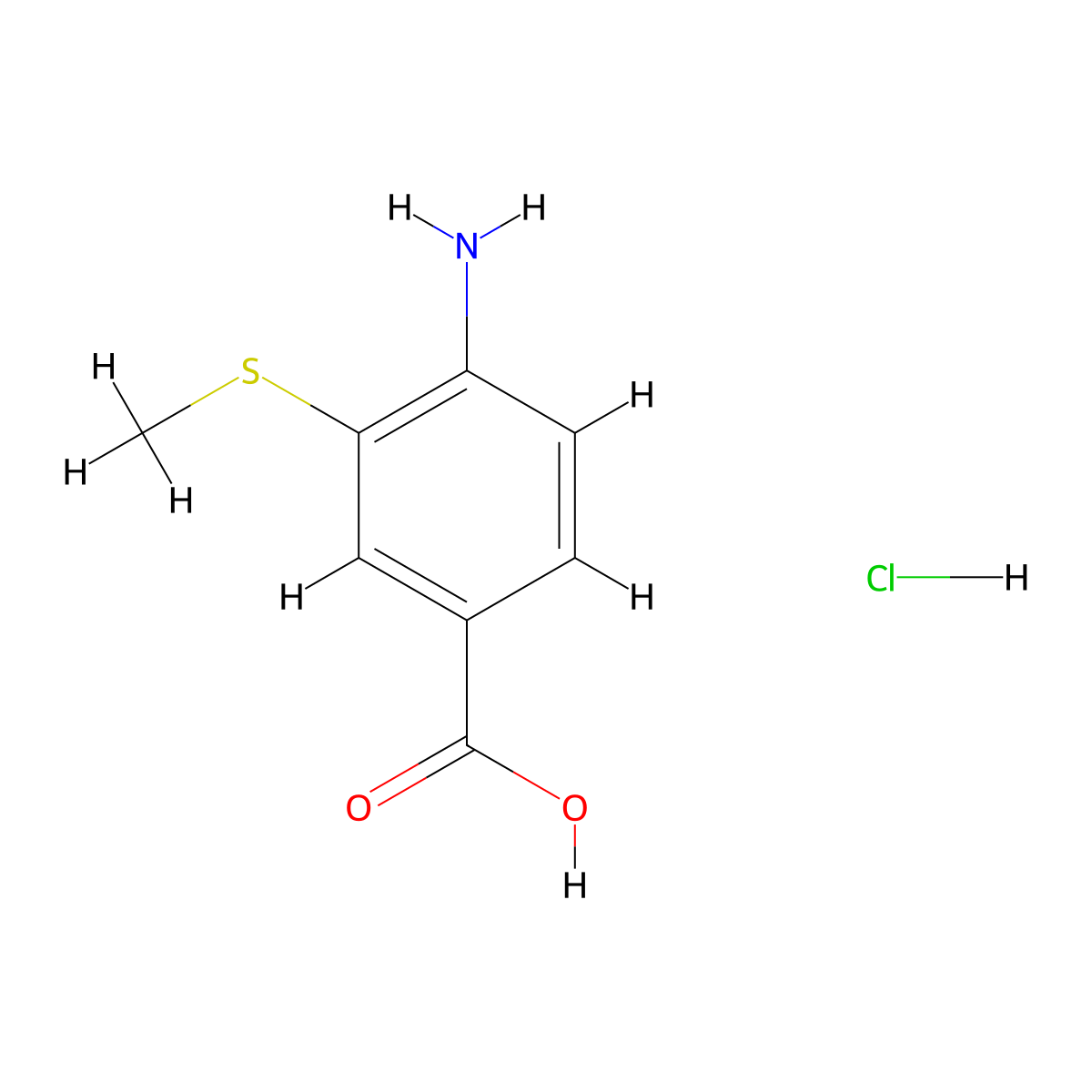 4-Amino-3-(methylsulfanyl)benzoic acid hydrochloride molecular structure, CAS 1049711-81-0