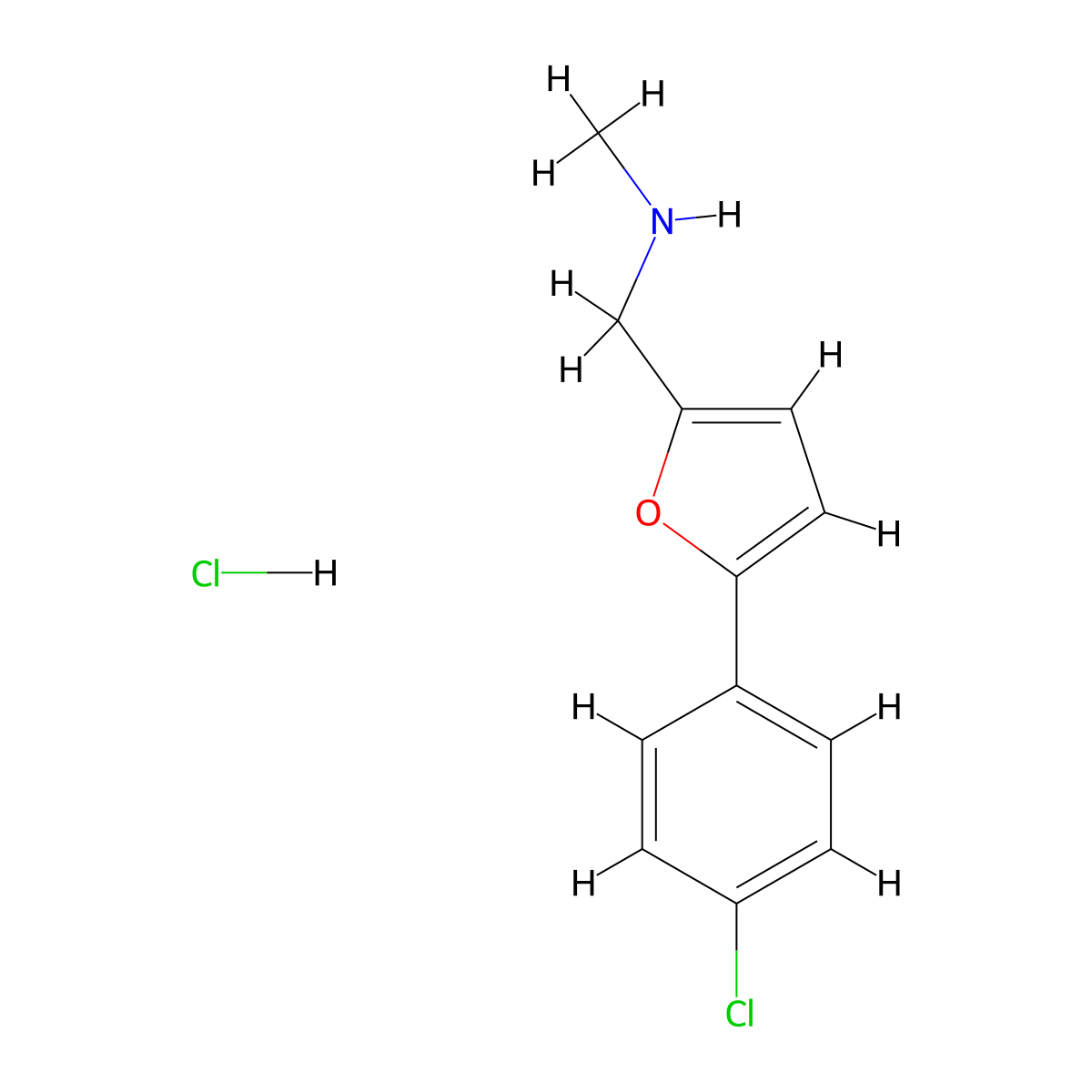{[5-(4-Chlorophenyl)furan-2-yl]methyl}(methyl)amine hydrochloride molecular structure, CAS 1049712-01-7