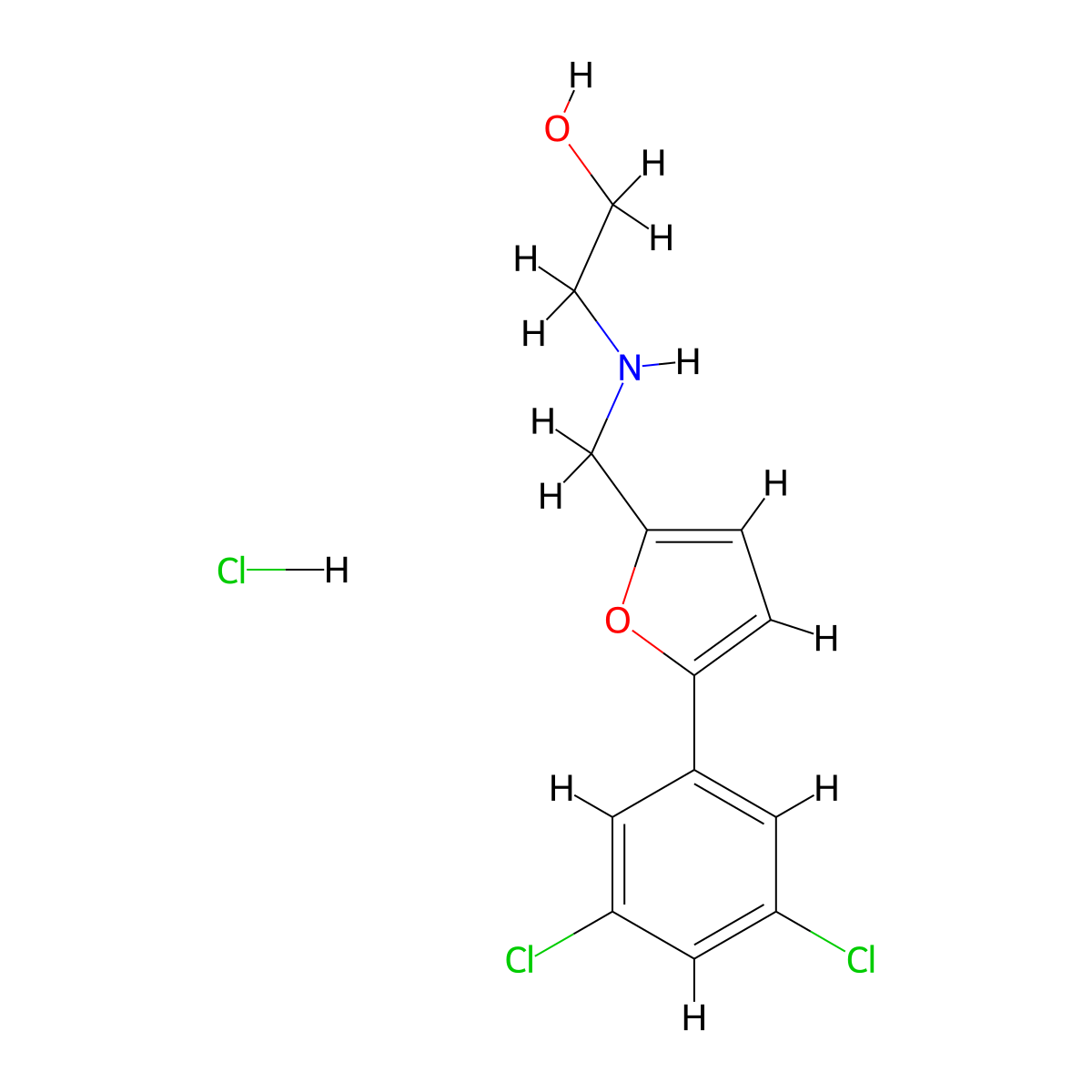 2-[[5-(3,5-Dichlorophenyl)furan-2-yl]methylamino]ethanol;hydrochloride molecular structure, CAS 1049712-19-7