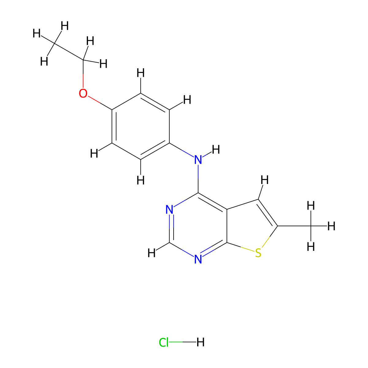 N-(4-ethoxyphenyl)-6-methylthieno[2,3-d]pyrimidin-4-amine hydrochloride molecular structure, CAS 1049712-42-6
