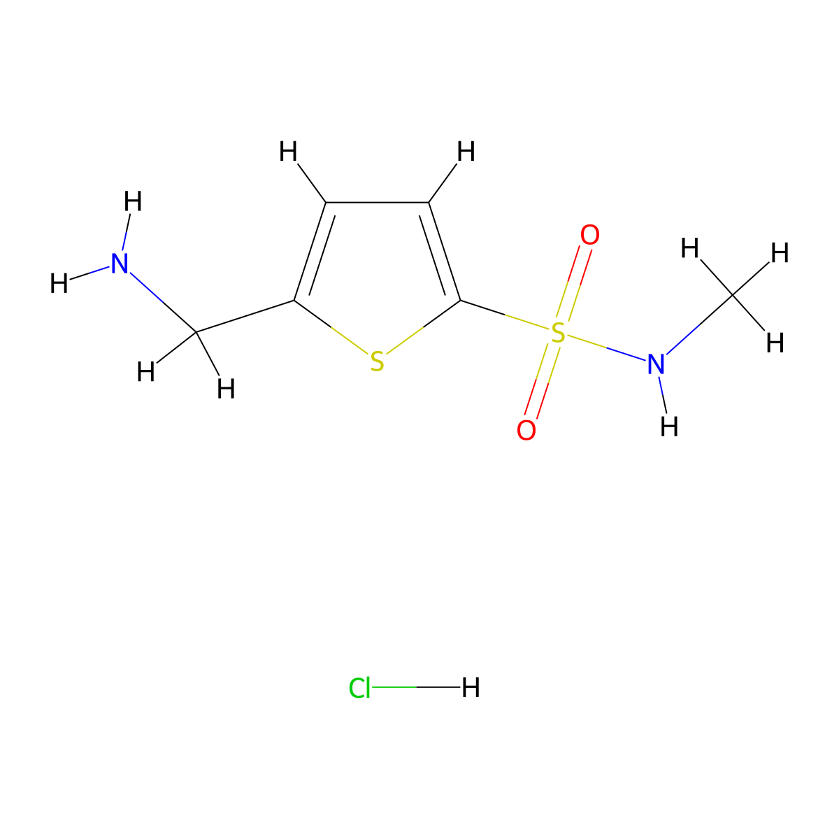 5-(aminomethyl)-N-methylthiophene-2-sulfonamide hydrochloride molecular structure, CAS 1049712-52-8