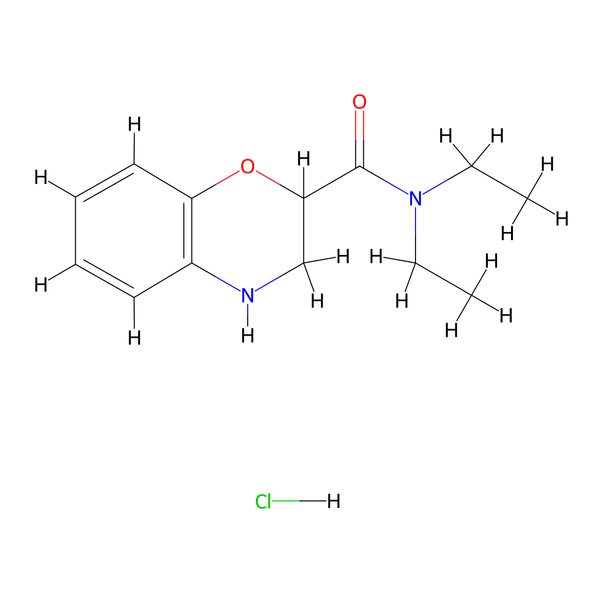 N,N-diethyl-3,4-dihydro-2H-1,4-benzoxazine-2-carboxamide hydrochloride molecular structure, CAS 1049712-92-6