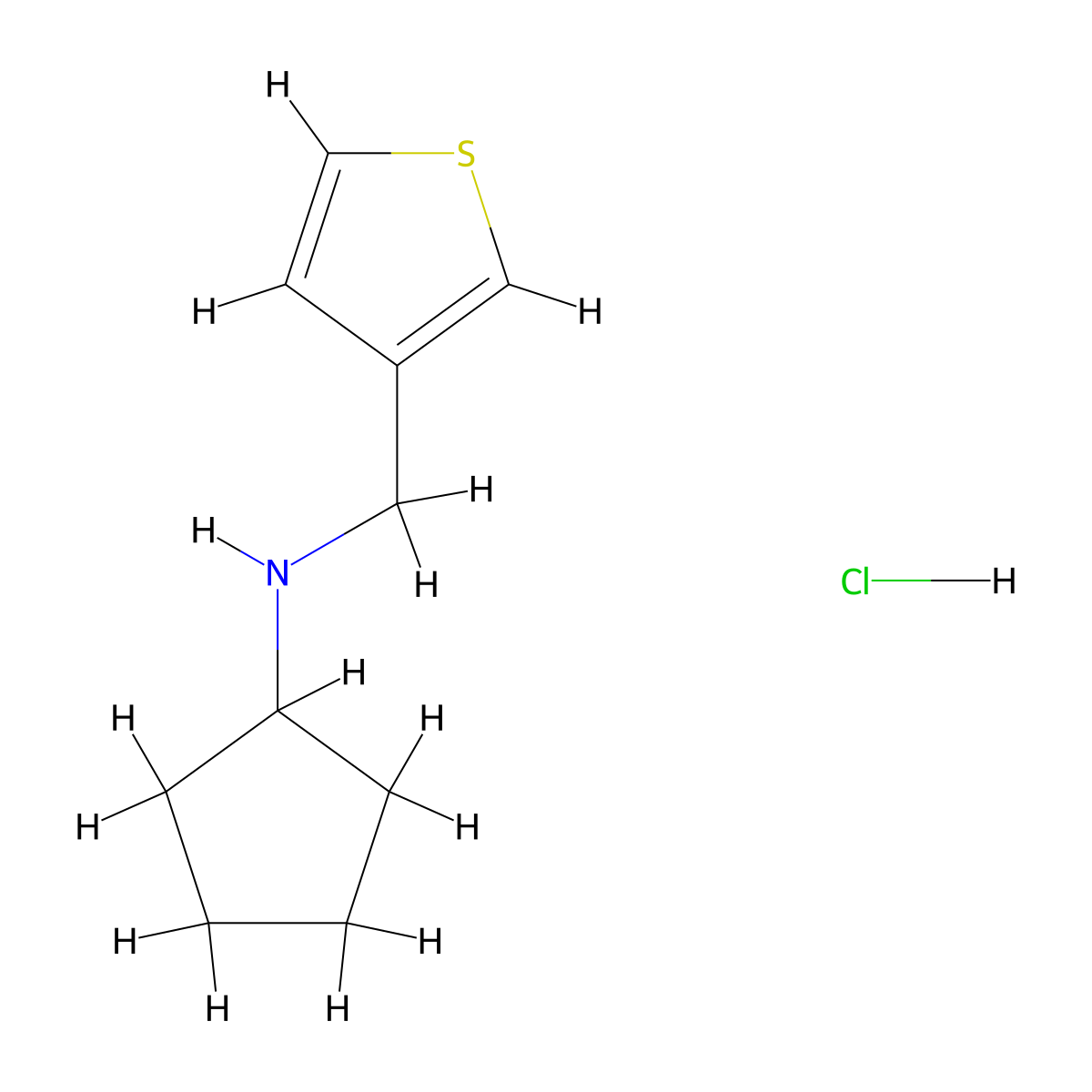 N-(3-Thienylmethyl)cyclopentanamine hydrochloride molecular structure, CAS 1049713-27-0