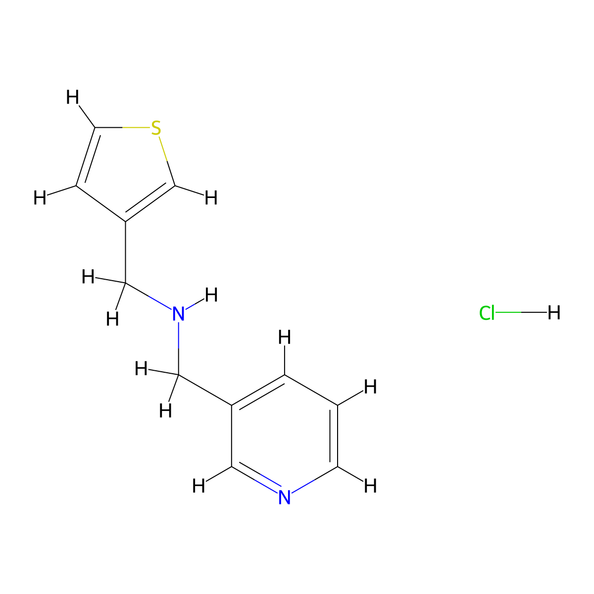 (3-Pyridinylmethyl)(3-thienylmethyl)amine hydrochloride molecular structure, CAS 1049713-28-1