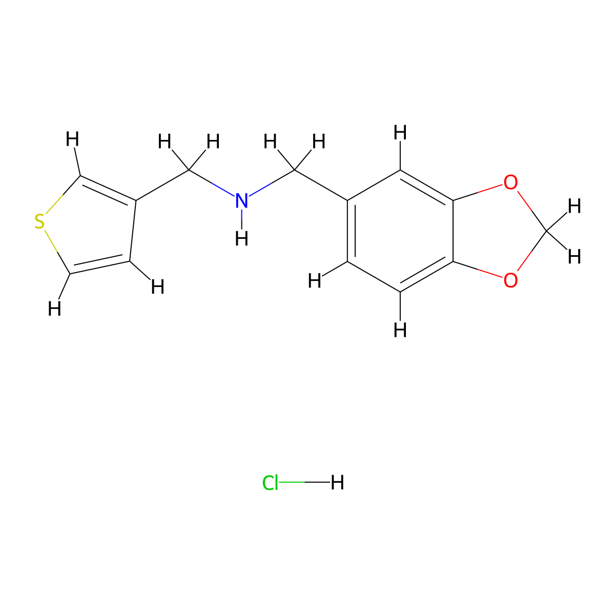 1-(1,3-benzodioxol-5-yl)-N-(thiophen-3-ylmethyl)methanamine;hydrochloride molecular structure, CAS 1049713-38-3