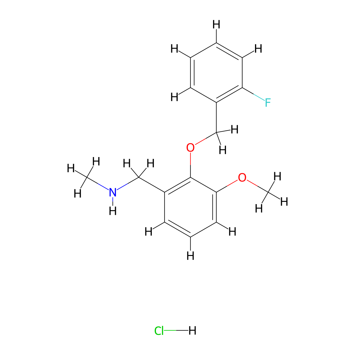 ({2-[(2-Fluorophenyl)methoxy]-3-methoxyphenyl}methyl)(methyl)amine hydrochloride molecular structure, CAS 1049713-63-4