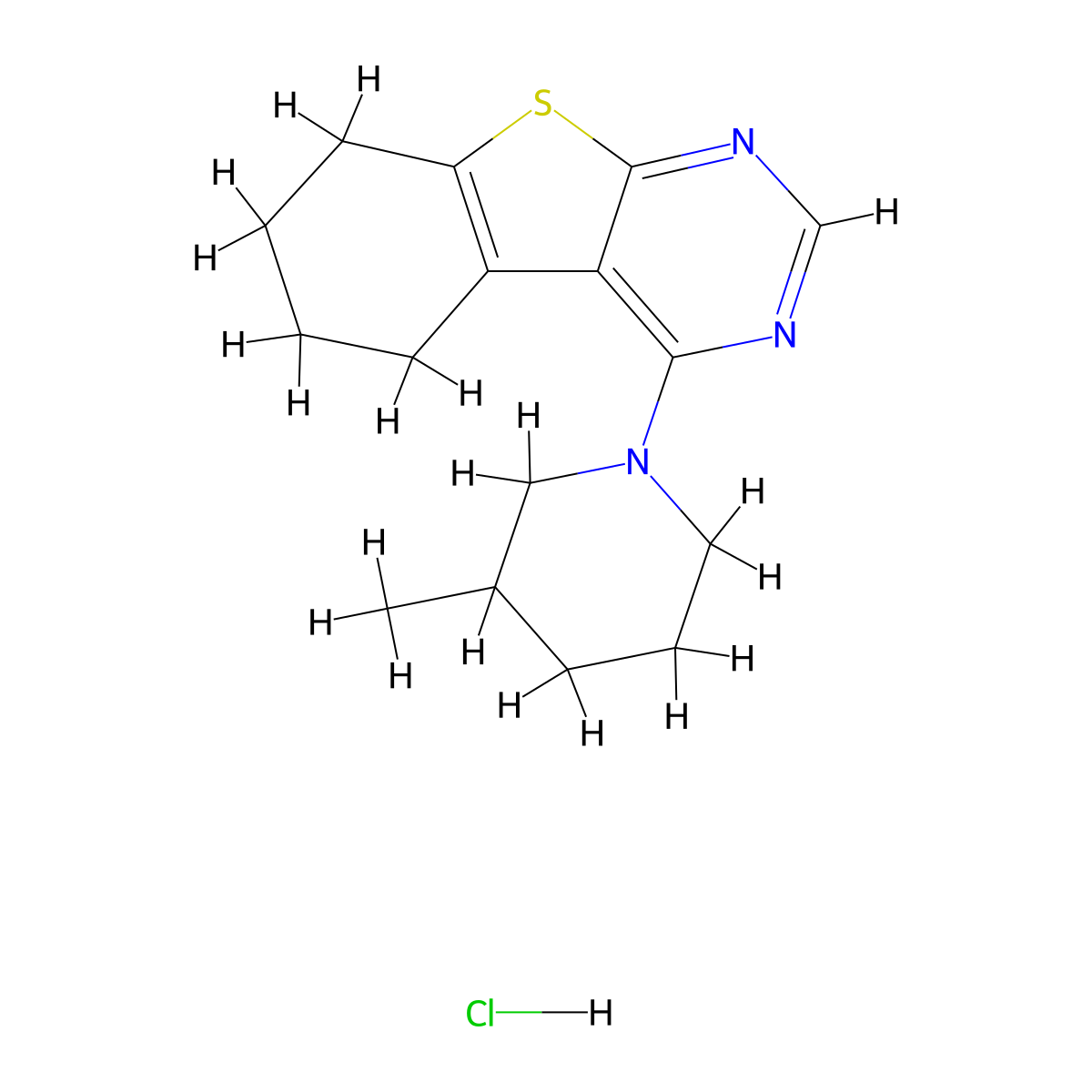 4-(3-Methylpiperidin-1-yl)-5,6,7,8-tetrahydrobenzo[4,5]thieno[2,3-d]pyrimidine hydrochloride molecular structure, CAS 1049713-85-0