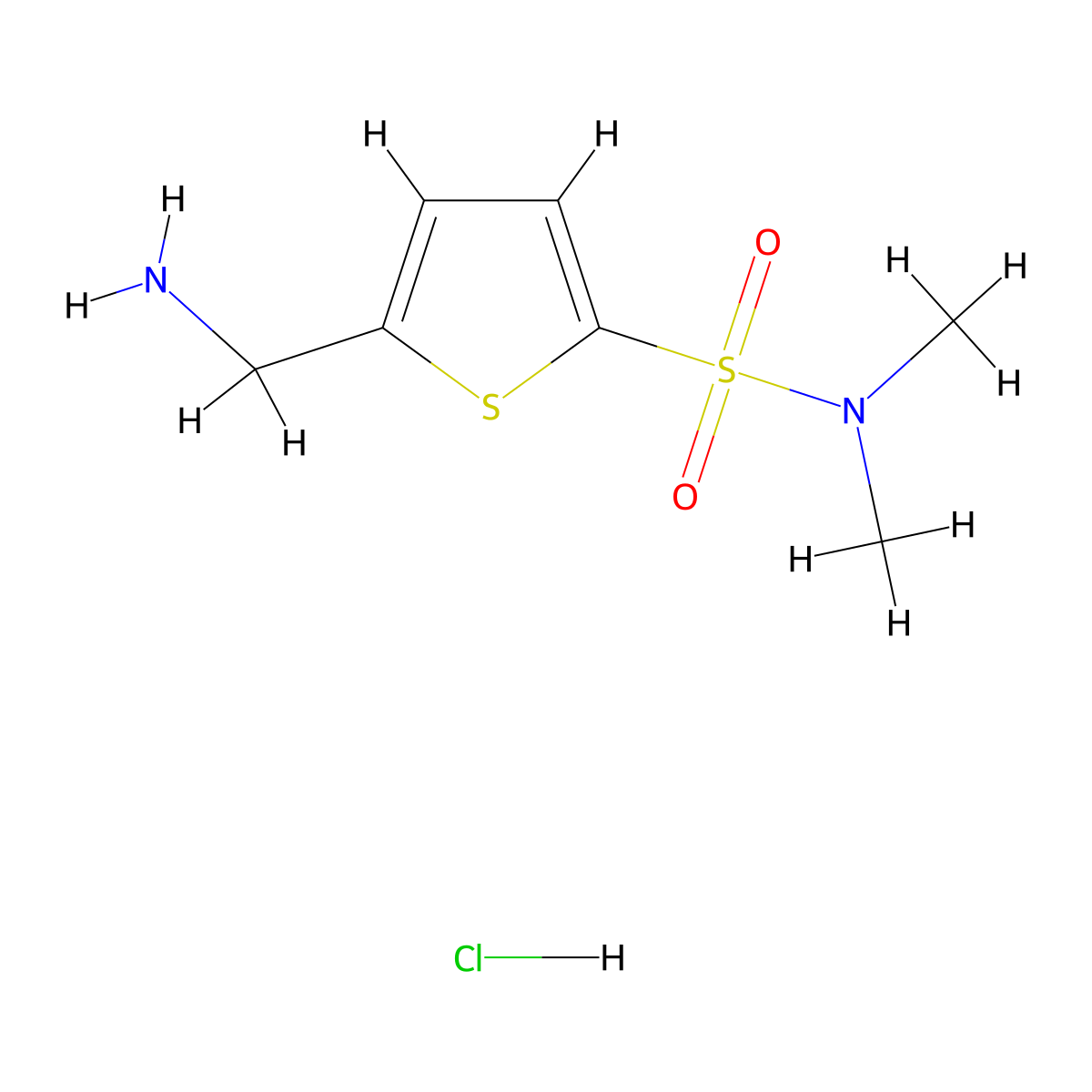 5-(aminomethyl)-N,N-dimethylthiophene-2-sulfonamide hydrochloride molecular structure, CAS 1049716-96-2