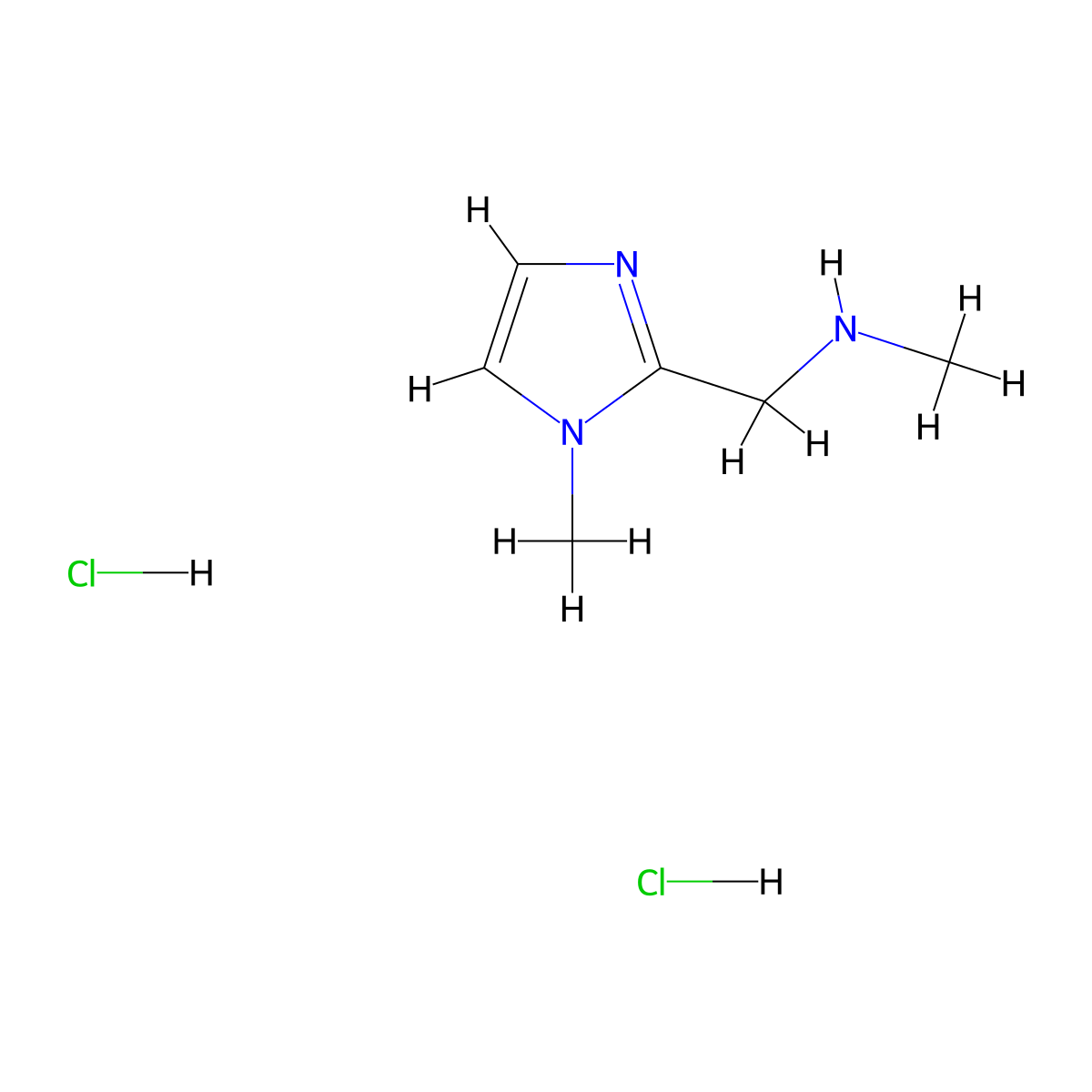 methyl((1-methyl-1H-imidazol-2-yl)methyl)amine dihydrochloride molecular structure, CAS 1049717-38-5