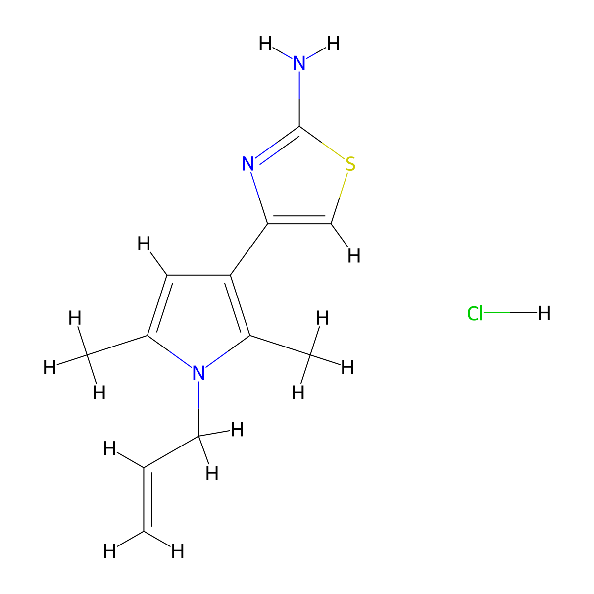 4-[2,5-dimethyl-1-(prop-2-en-1-yl)-1H-pyrrol-3-yl]-1,3-thiazol-2-amine hydrochloride molecular structure, CAS 1049717-89-6