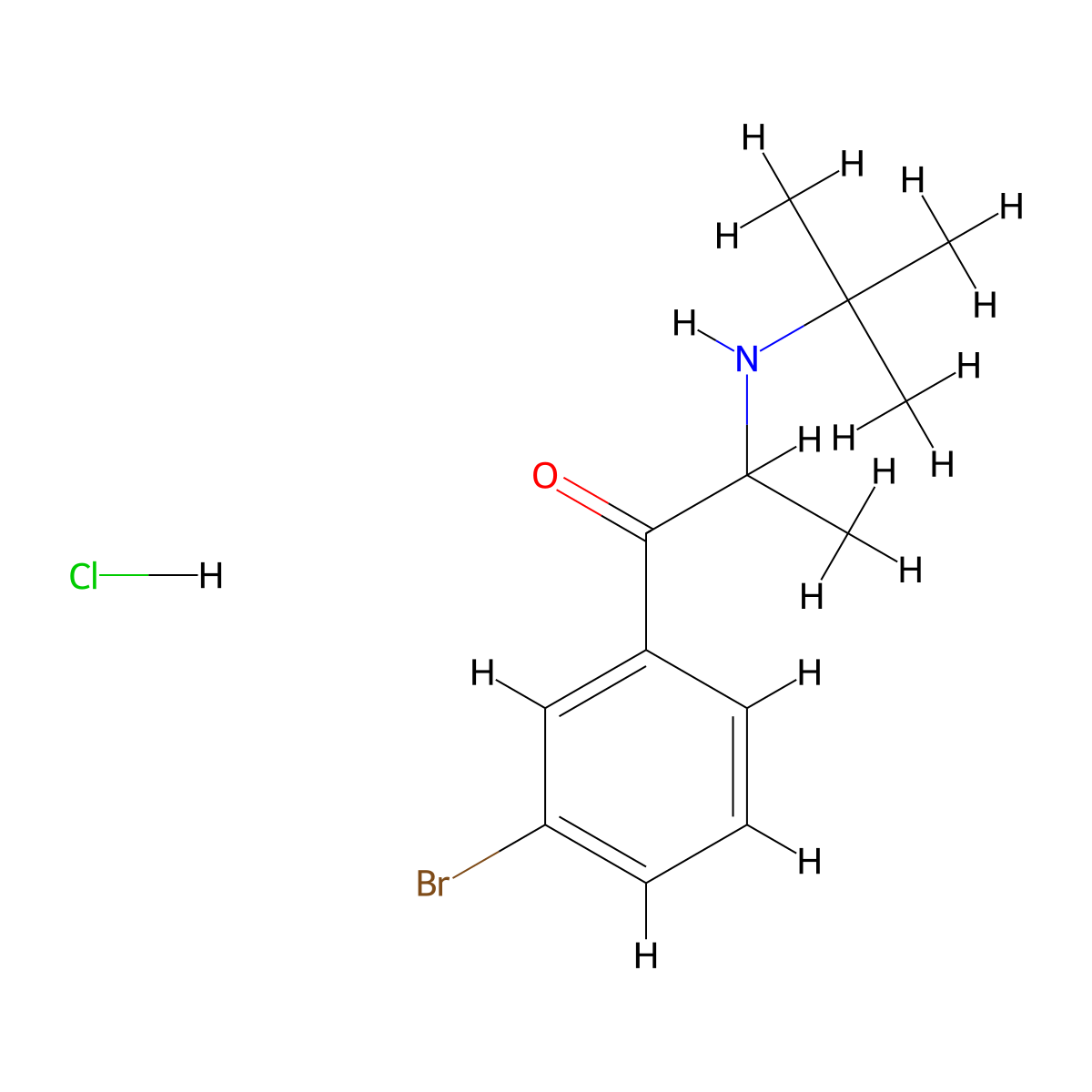 2-(N-tert-Butylamino)-3'-bromopropiophenone hydrochloride molecular structure, CAS 1049718-43-5