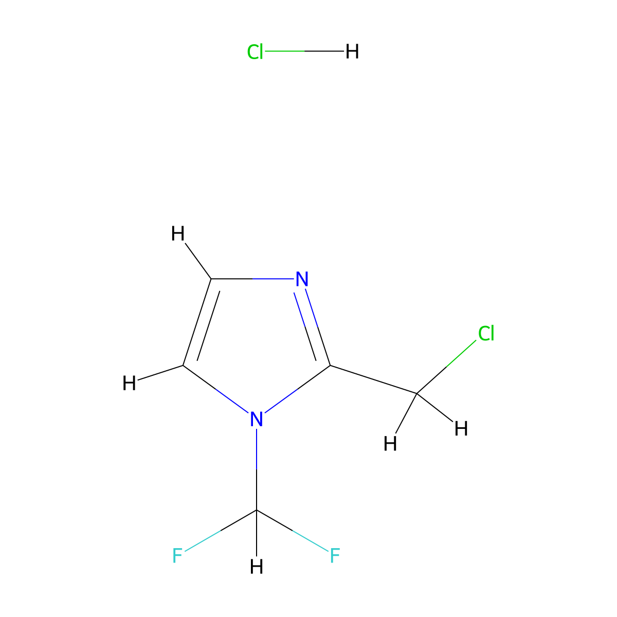 2-(chloromethyl)-1-(difluoromethyl)-1H-imidazole hydrochloride molecular structure, CAS 1049718-73-1