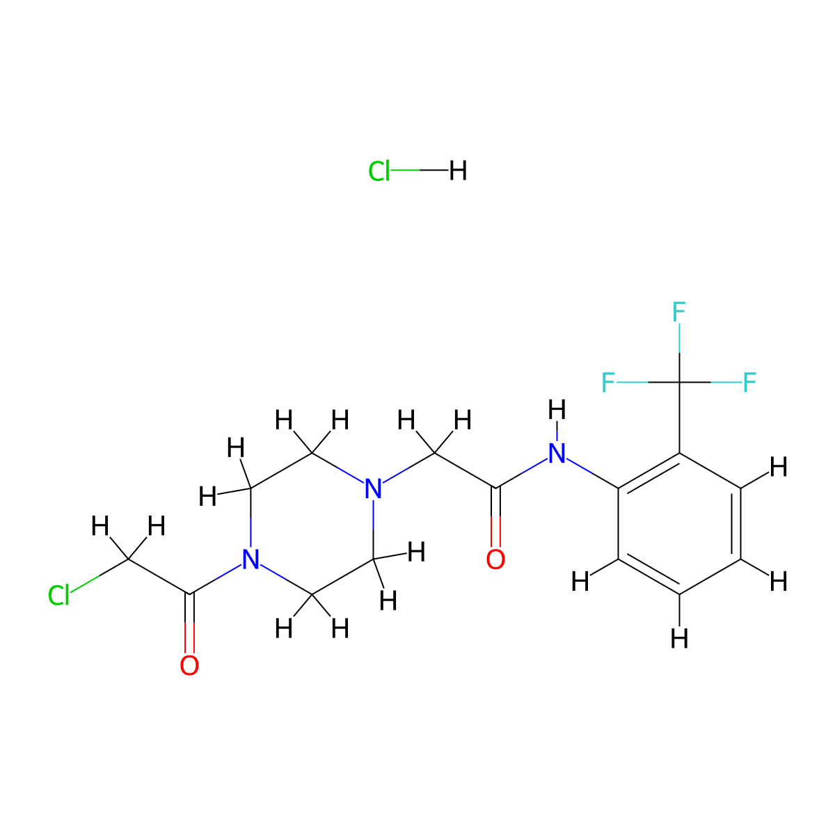 2-[4-(2-chloroacetyl)piperazin-1-yl]-N-[2-(trifluoromethyl)phenyl]acetamide hydrochloride molecular structure, CAS 1049720-05-9