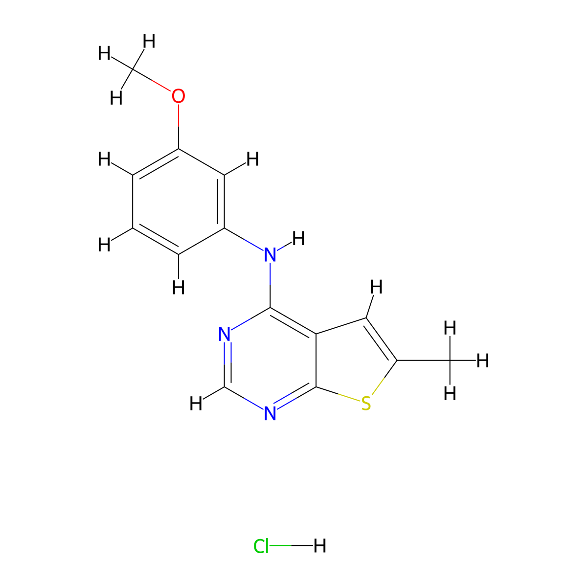 N-(3-methoxyphenyl)-6-methylthieno[2,3-d]pyrimidin-4-amine hydrochloride molecular structure, CAS 1049720-08-2