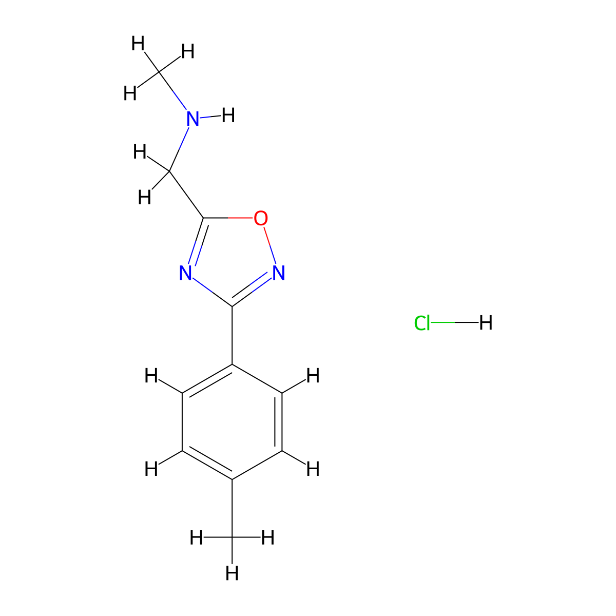 N-methyl-1-[3-(4-methylphenyl)-1,2,4-oxadiazol-5-yl]methanamine Hydrochloride molecular structure, CAS 1049720-95-7