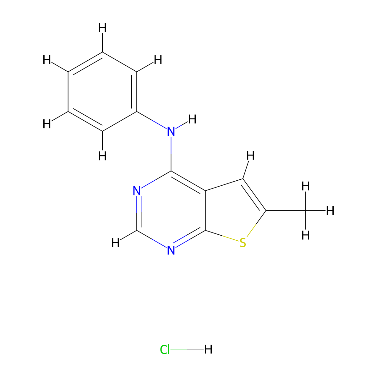6-methyl-N-phenylthieno[2,3-d]pyrimidin-4-amine hydrochloride molecular structure, CAS 1049721-16-5