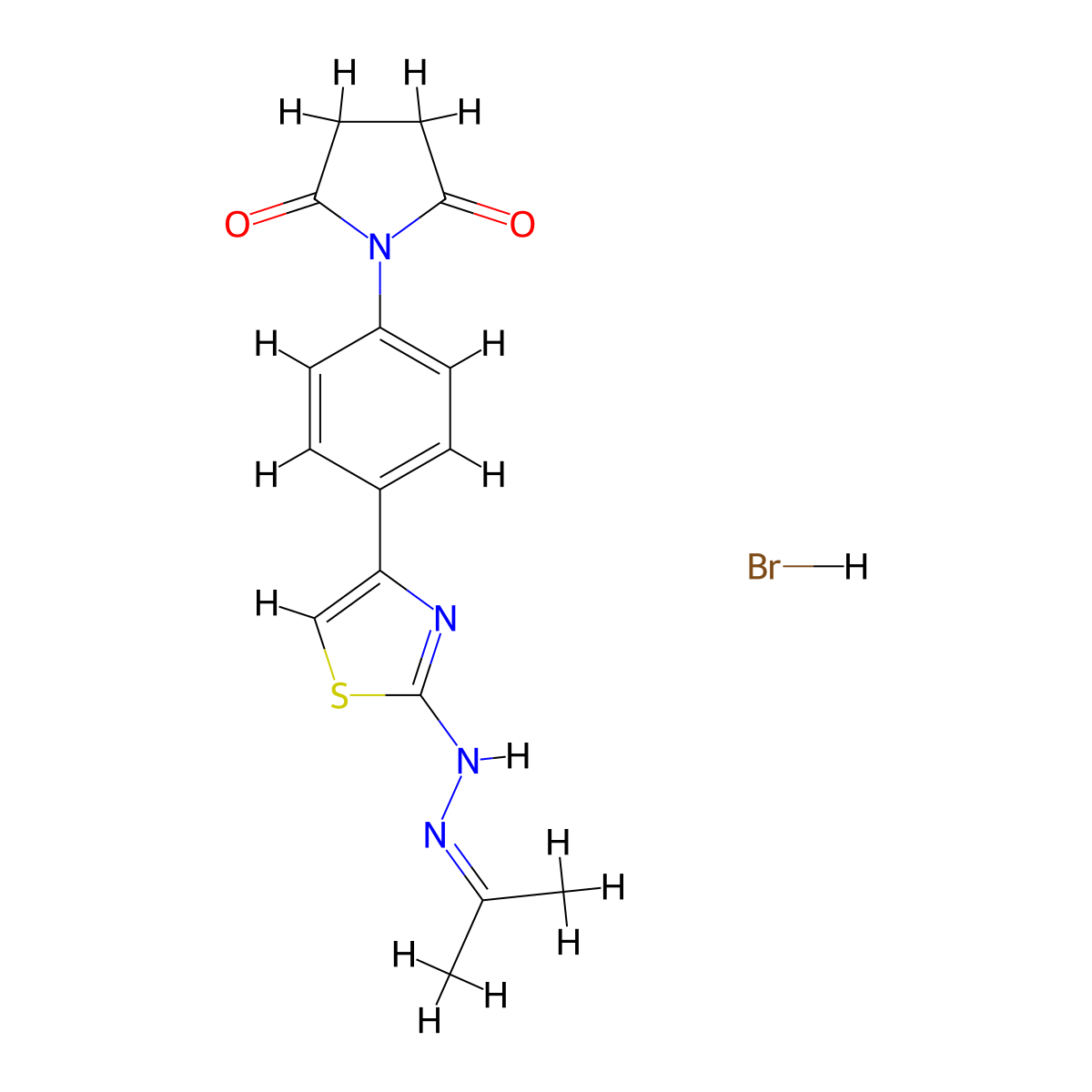 1-{4-[2-(N'-Isopropylidene-hydrazino)-thiazol-4-yl]-phenyl}-pyrrolidine-2,5-dione molecular structure, CAS 1049721-74-5