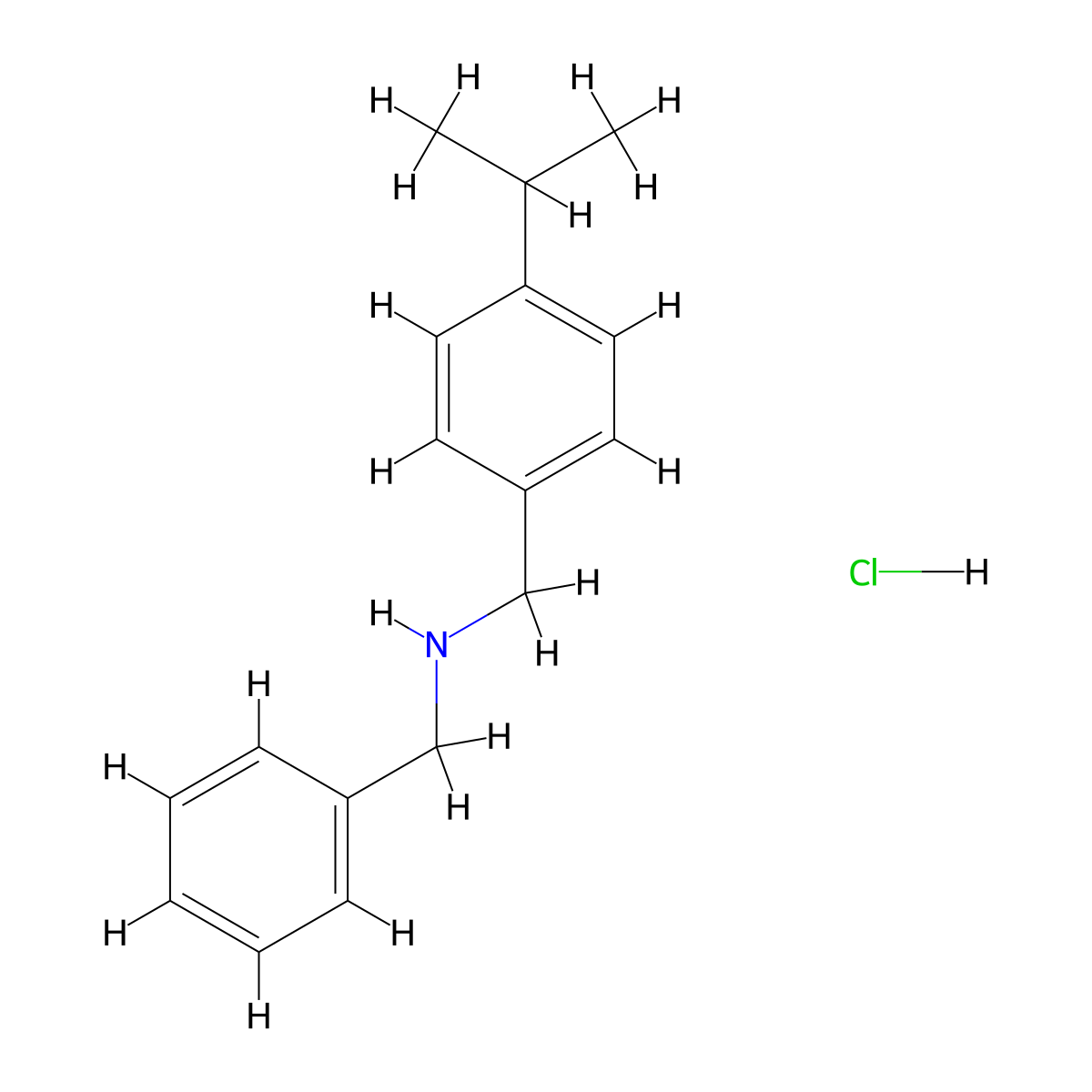 Benzyl-(4-isopropyl-benzyl)-amine hydrochloride molecular structure, CAS 1049723-27-4