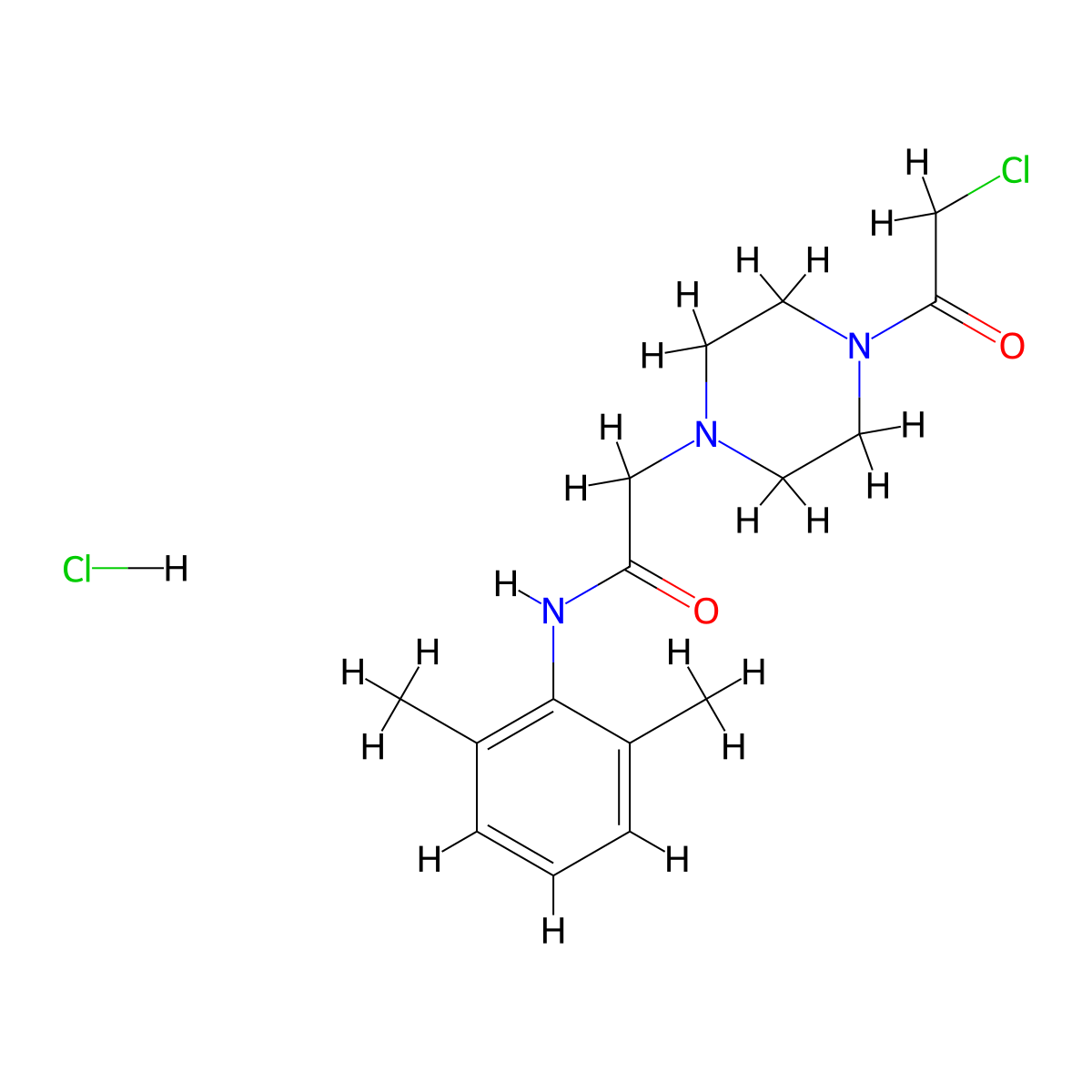 2-[4-(2-chloroacetyl)piperazin-1-yl]-N-(2,6-dimethylphenyl)acetamide hydrochloride molecular structure, CAS 1049725-57-6