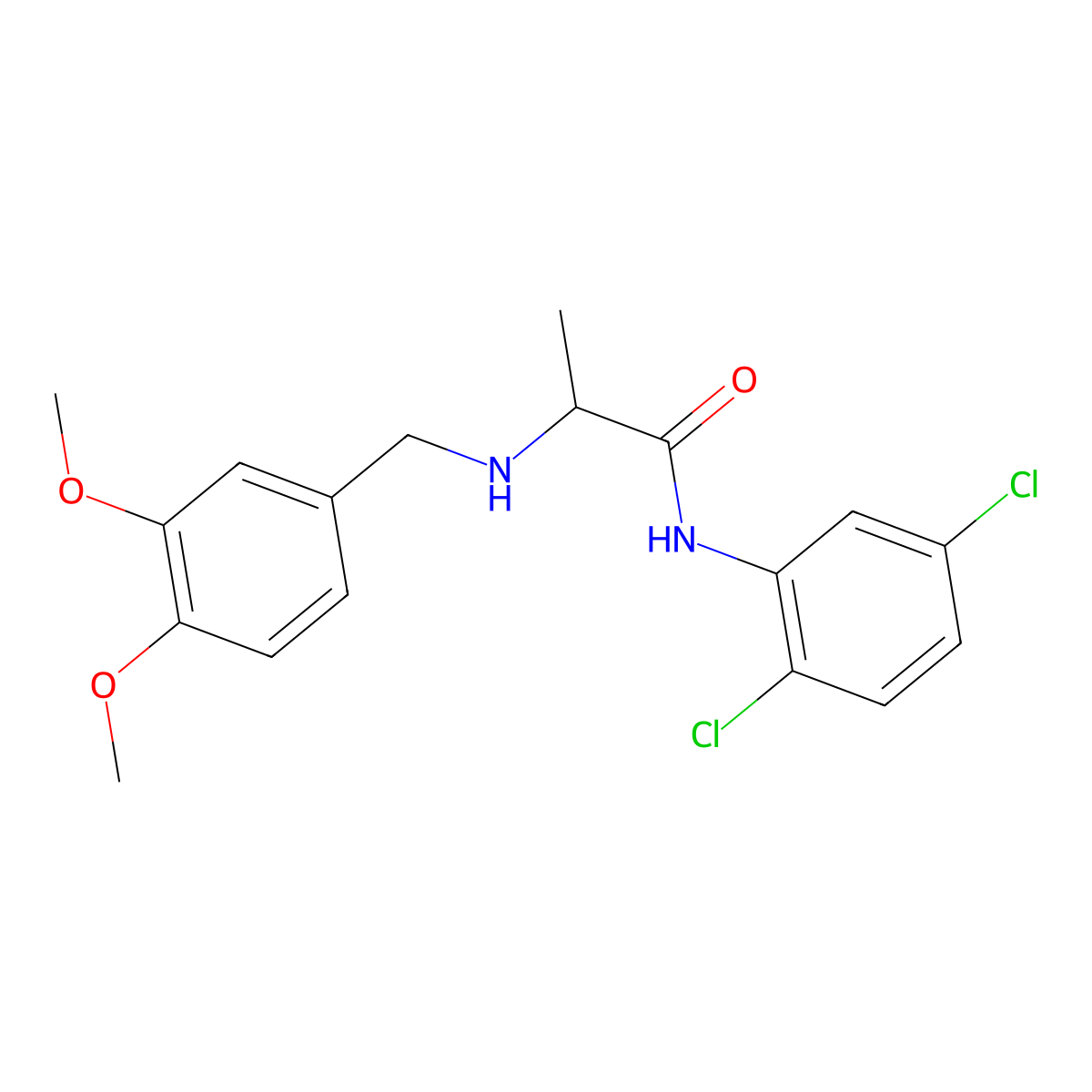 N-(2,5-dichlorophenyl)-2-{[(3,4-dimethoxyphenyl)methyl]amino}propanamide molecular structure, CAS 1049727-35-6