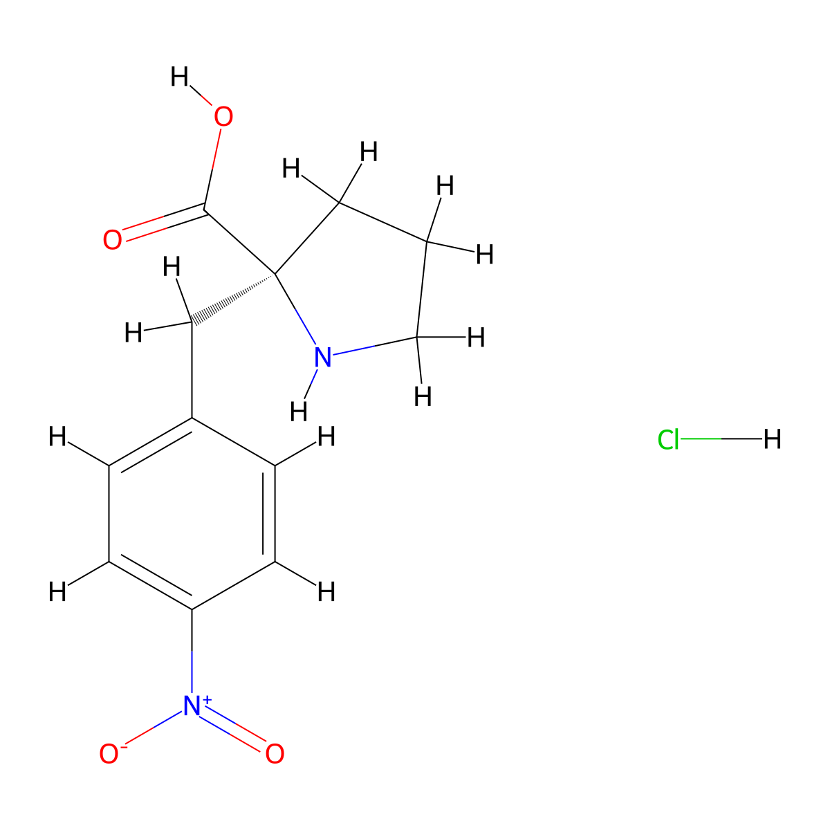 (S)-2-(4-Nitrobenzyl)pyrrolidine-2-carboxylic acid hydrochloride molecular structure, CAS 1049727-42-5