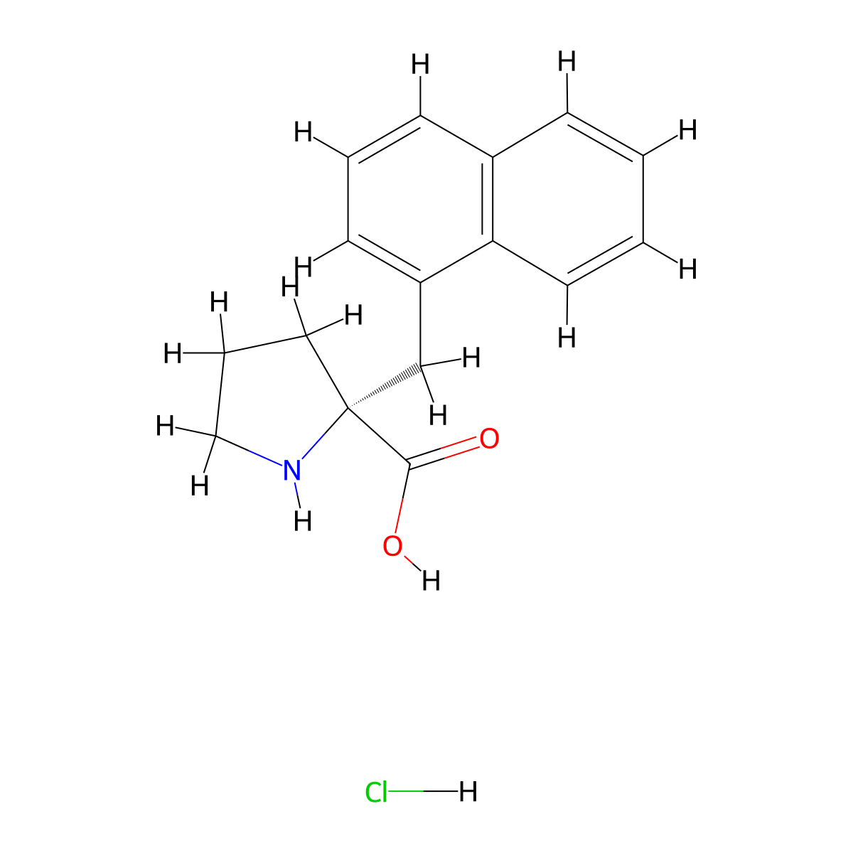 (R)-alpha-(1-naphthalenylmethyl)-proline-HCl molecular structure, CAS 1049727-53-8