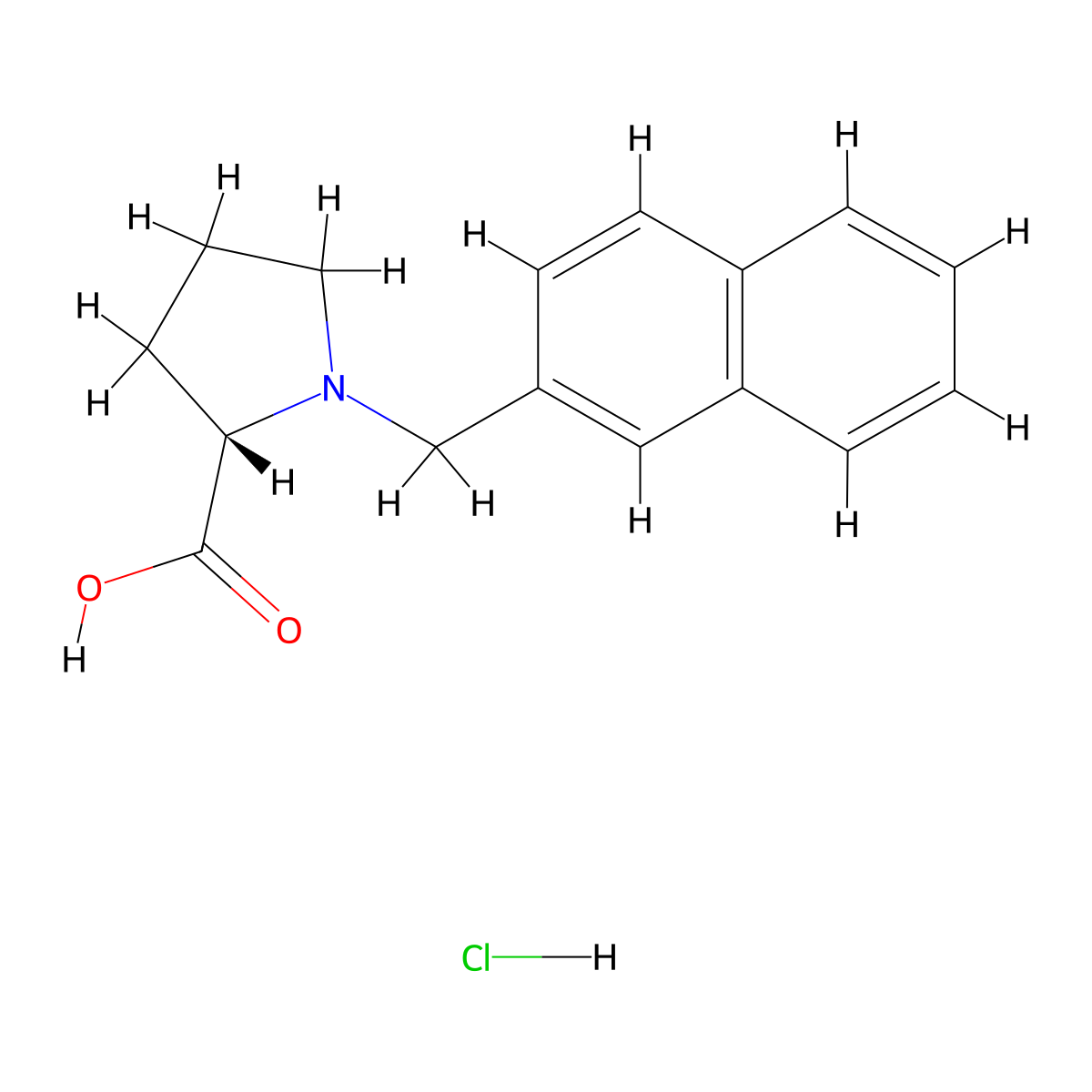 (S)-1-(Naphthalen-2-ylmethyl)pyrrolidine-2-carboxylic acid hydrochloride molecular structure, CAS 1049727-63-0