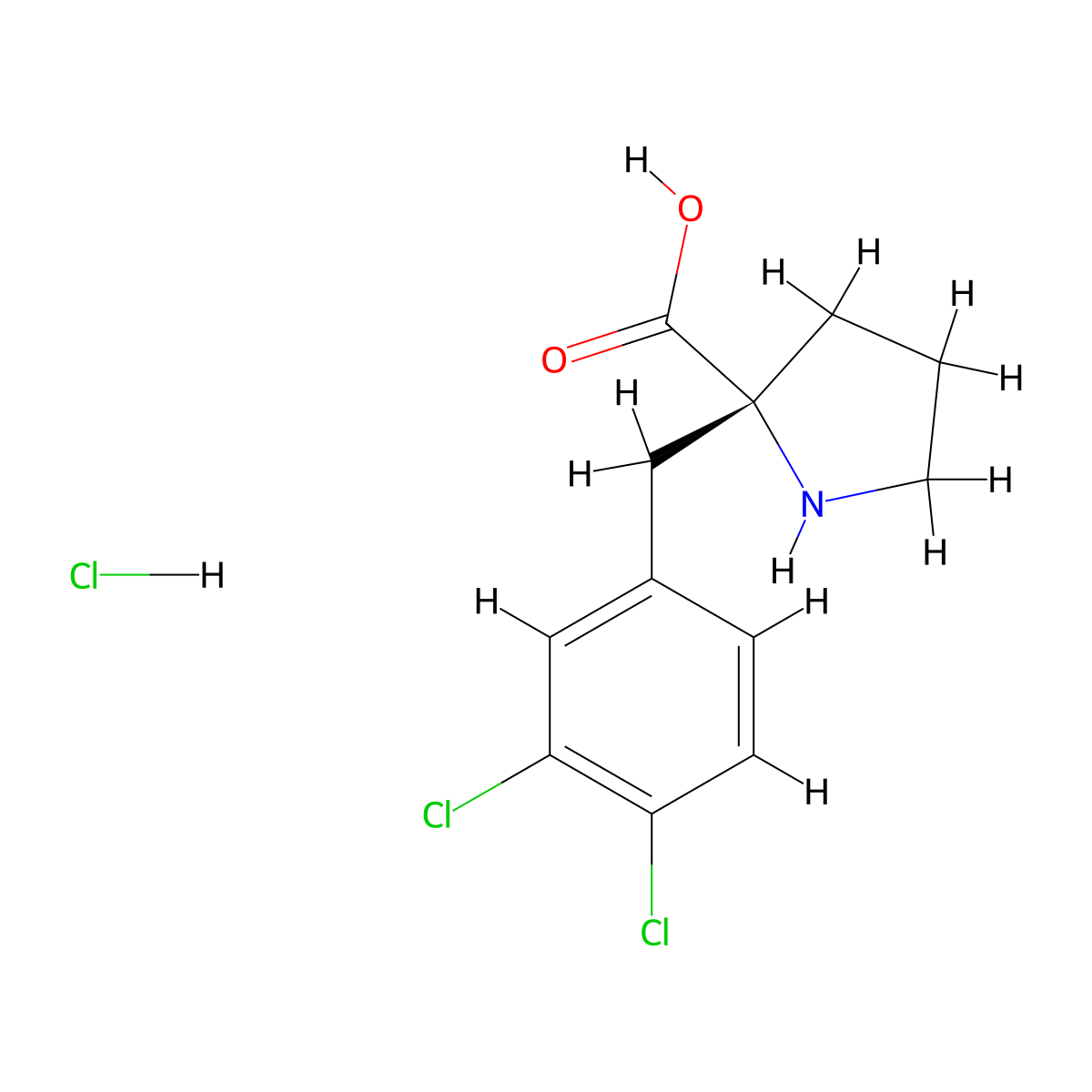 (R)-2-(3,4-Dichlorobenzyl)pyrrolidine-2-carboxylic acid hydrochloride molecular structure, CAS 1049727-83-4