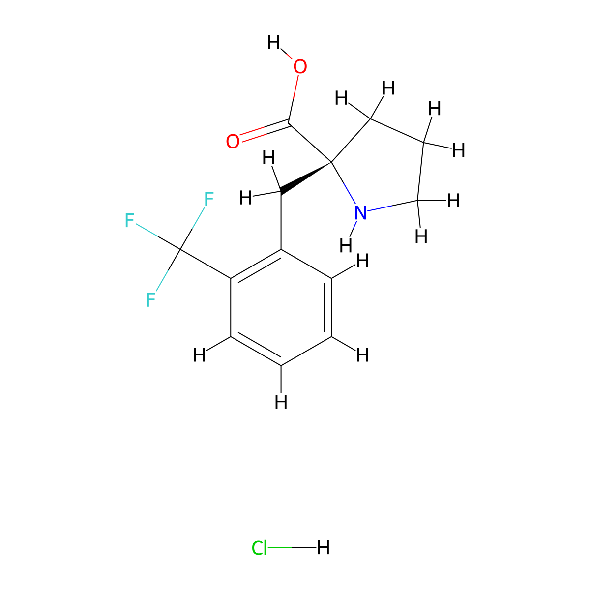 (R)-2-(2-(Trifluoromethyl)benzyl)pyrrolidine-2-carboxylic acid hydrochloride molecular structure, CAS 1049727-87-8