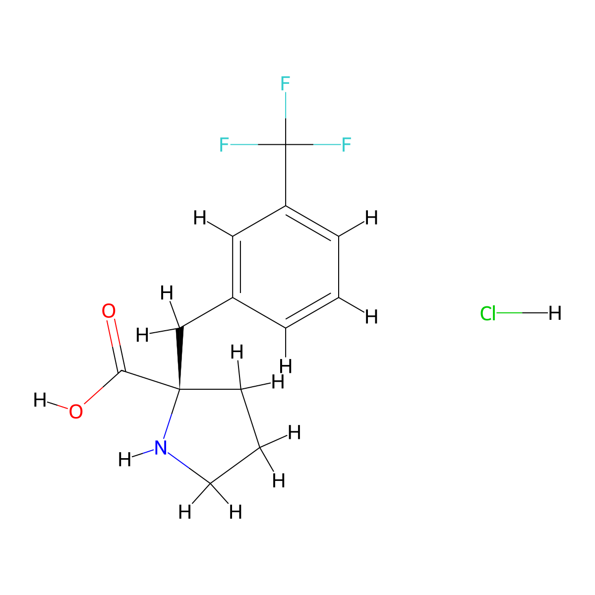 (R)-2-(3-(Trifluoromethyl)benzyl)pyrrolidine-2-carboxylic acid hydrochloride molecular structure, CAS 1049727-96-9