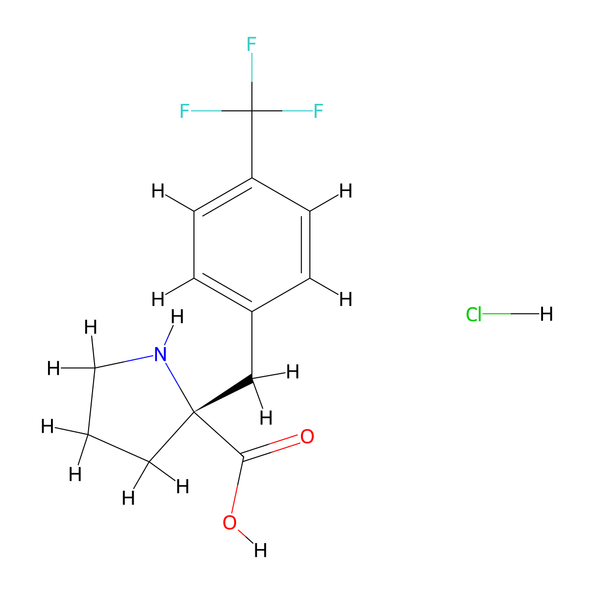 (R)-2-(4-(Trifluoromethyl)benzyl)pyrrolidine-2-carboxylic acid hydrochloride molecular structure, CAS 1049728-08-6