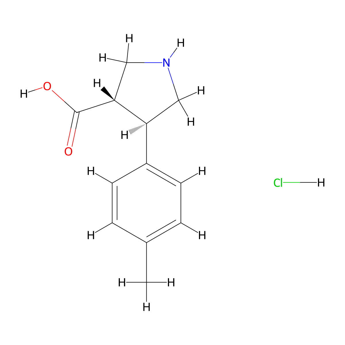 (3S,4R)-4-(4-methylphenyl)pyrrolidine-3-carboxylic acid hydrochloride molecular structure, CAS 1049728-10-0