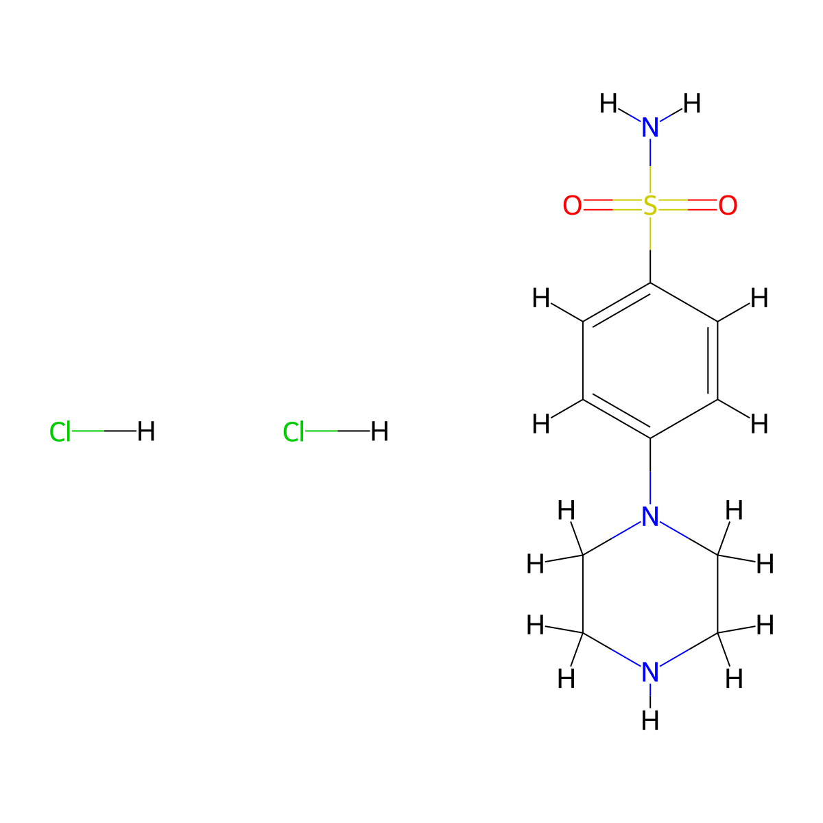 4-(Piperazin-1-yl)benzene-1-sulfonamide dihydrochloride molecular structure, CAS 1049728-13-3