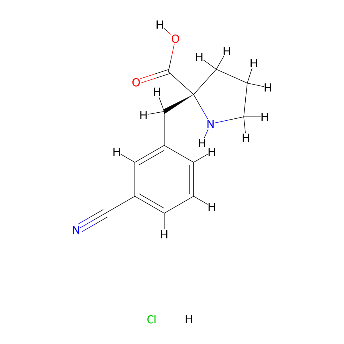 (R)-2-(3-Cyanobenzyl)pyrrolidine-2-carboxylic acid hydrochloride molecular structure, CAS 1049728-17-7